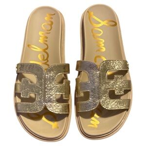 Sam Edelman Gold Glam Slide Sandals